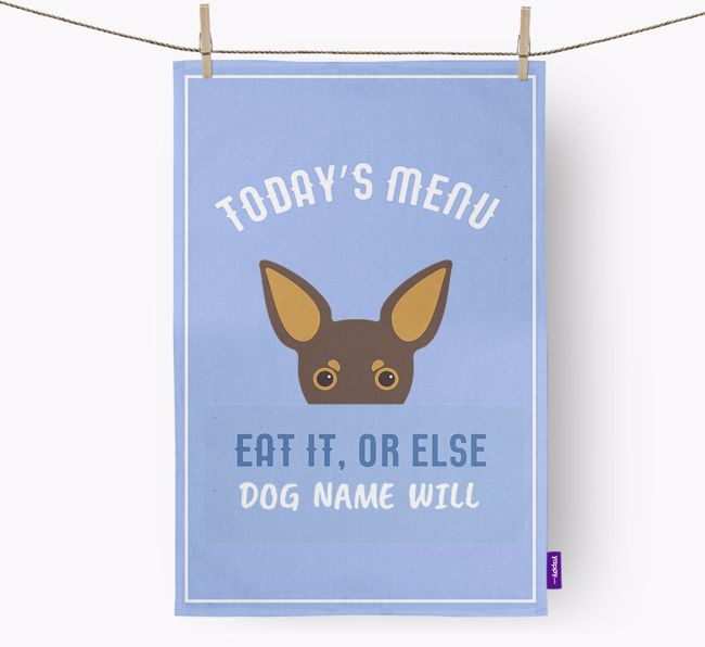 'Eat It, Or Else {dogsName} Will' - Personalized {breedFullName} Dish Towel